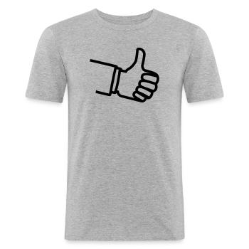 Dikke duim - Mannen slim fit T-shirt - grijs gemêleerd - Voor - Nik (191cm)