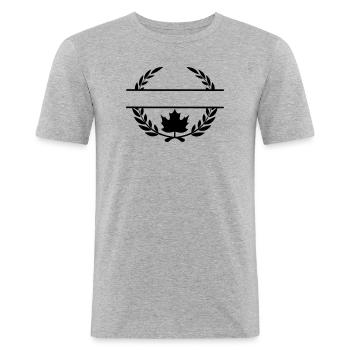Couronne de laurier feuille d’érable du Canada - T-shirt près du corps Homme - gris chiné - Devant - Nik (191cm)