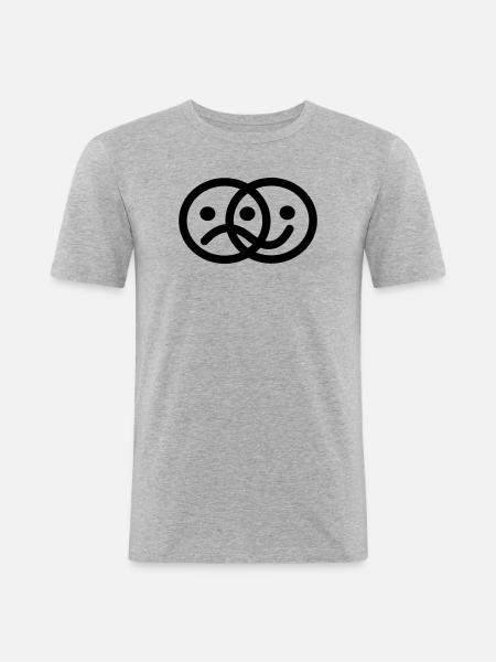 Smiley face gloomy and cheerful - Men's Slim Fit T-Shirt - heather grey