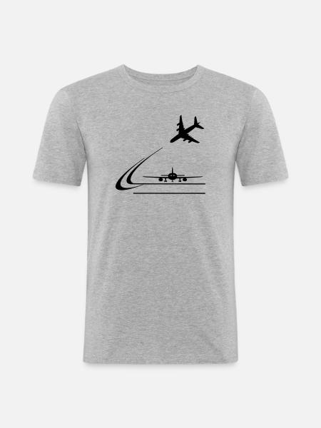 Atterrissage d’aéronefs - T-shirt près du corps Homme - gris chiné