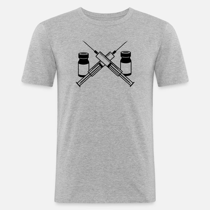 Zwei Spritzen, zwei Gläser - Männer Slim Fit T-Shirt - Grau meliert