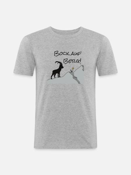 Envie de la montagne ! Pour les randonneurs et les amoureux de la nature... - T-shirt près du corps Homme - gris chiné