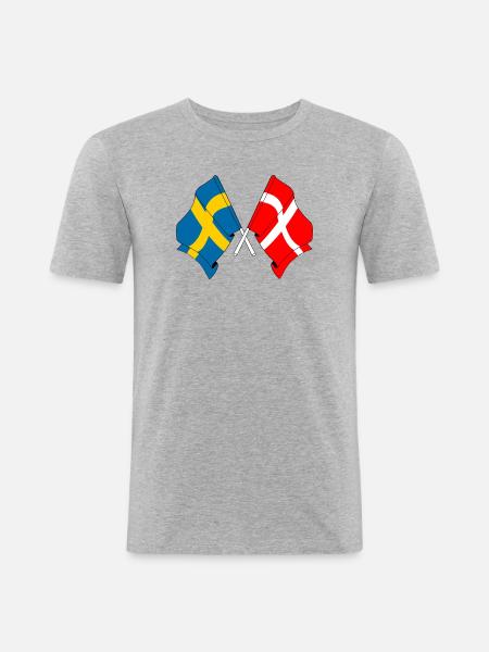 Flag Sweden, flag Denmark - Men's Slim Fit T-Shirt - heather grey