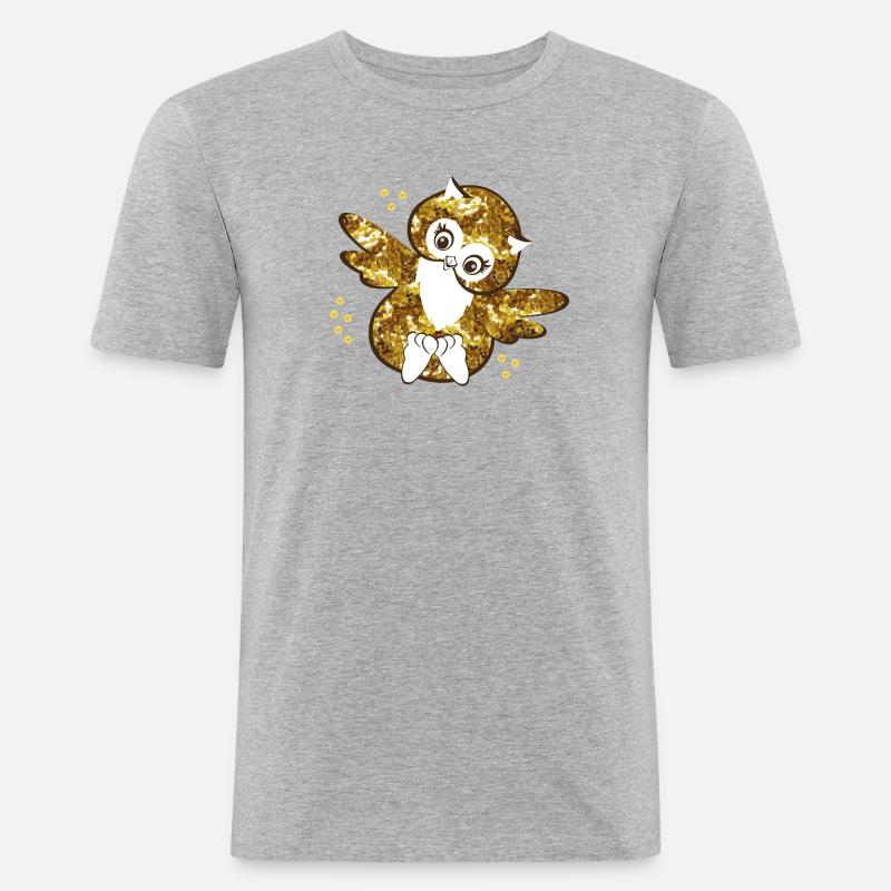 Funkelnde Eulenmädchen Illustration - Männer Slim Fit T-Shirt - Grau meliert
