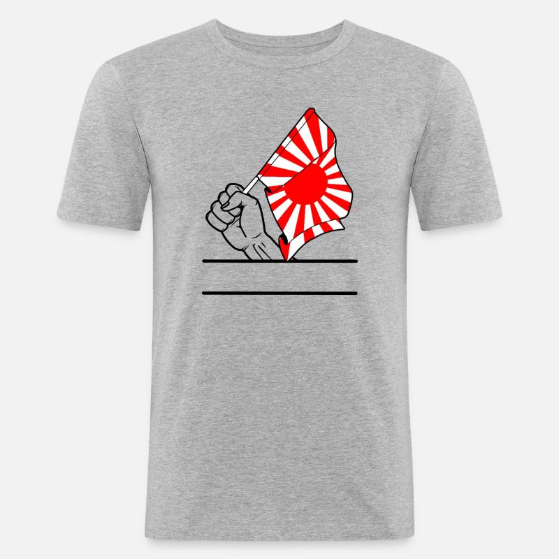 Faust mit aufgehender Sonne Flagge 2 - Männer Slim Fit T-Shirt - Grau meliert