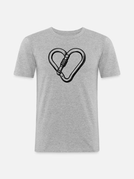 Heart carabiner – pure climbing love - Men's Slim Fit T-Shirt - heather grey