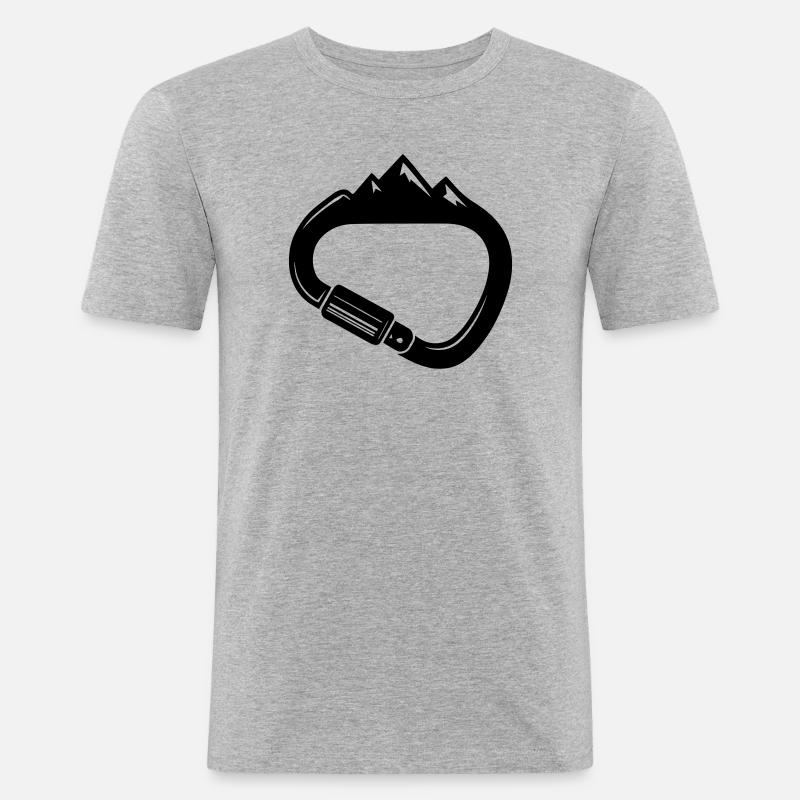 Karabiner und Berge – Einfach Klettern - Männer Slim Fit T-Shirt - Grau meliert