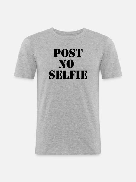 Post No Selfie - Urban Stencil Black - Men's Slim Fit T-Shirt - heather grey