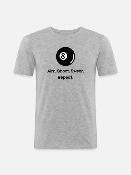 8 Ball - Billardball - Männer Slim Fit T-Shirt - Grau meliert