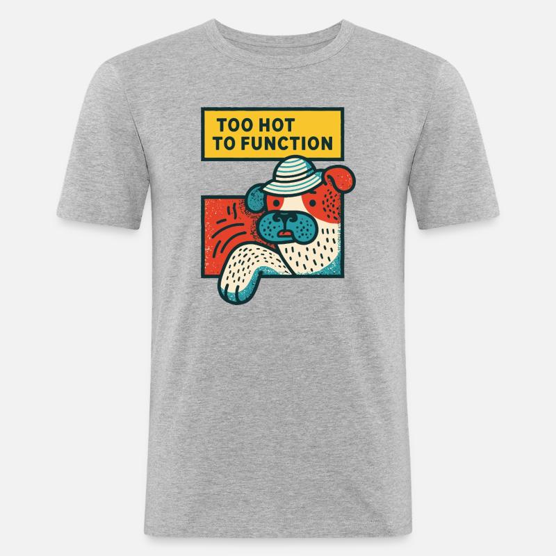 Too Hot to Function Bulldog - Männer Slim Fit T-Shirt - Grau meliert