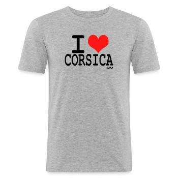 i love corsica - couleurs personnalisables - T-shirt près du corps Homme - gris chiné - Devant - Nik (191cm)