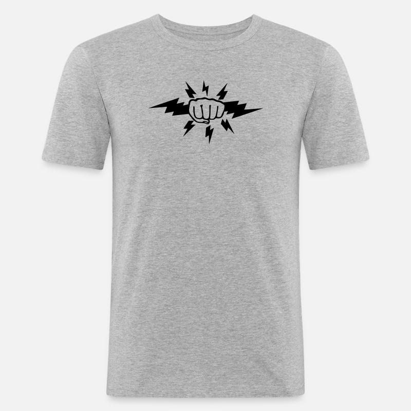 Blitzfaust - Männer Slim Fit T-Shirt - Grau meliert