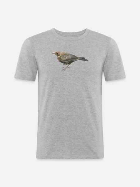 Amsel Jungvogel - Männer Slim Fit T-Shirt - Grau meliert