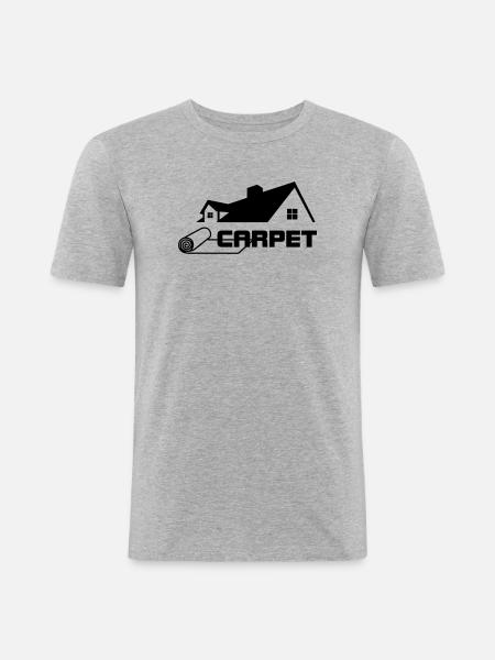 Carpet rolls logo with house - Men's Slim Fit T-Shirt - heather grey