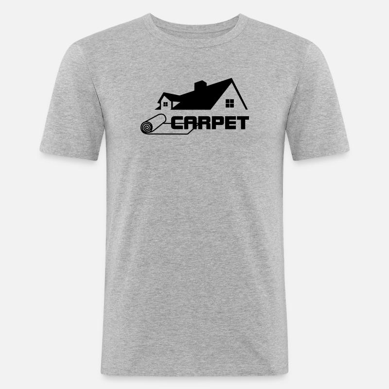 Teppichrollen Logo mit Haus - Männer Slim Fit T-Shirt - Grau meliert