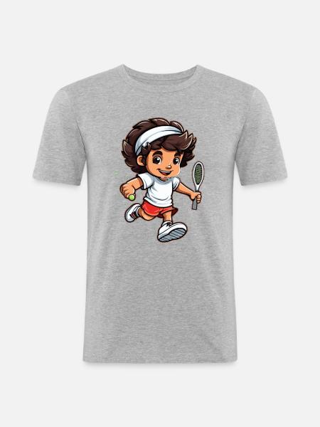 Tennis - Männer Slim Fit T-Shirt - Grau meliert
