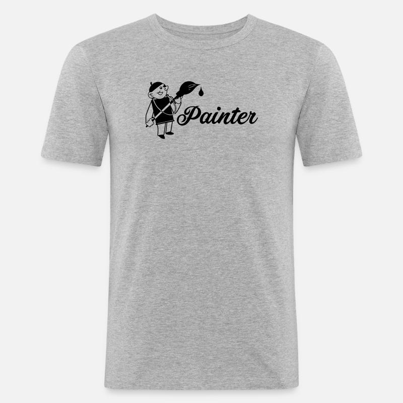 Maler mit Pinsel Text painter - Männer Slim Fit T-Shirt - Grau meliert