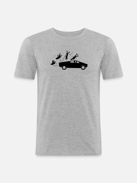 Evolution Unfall Tesla Cybertruck von Musk - Männer Slim Fit T-Shirt - Grau meliert