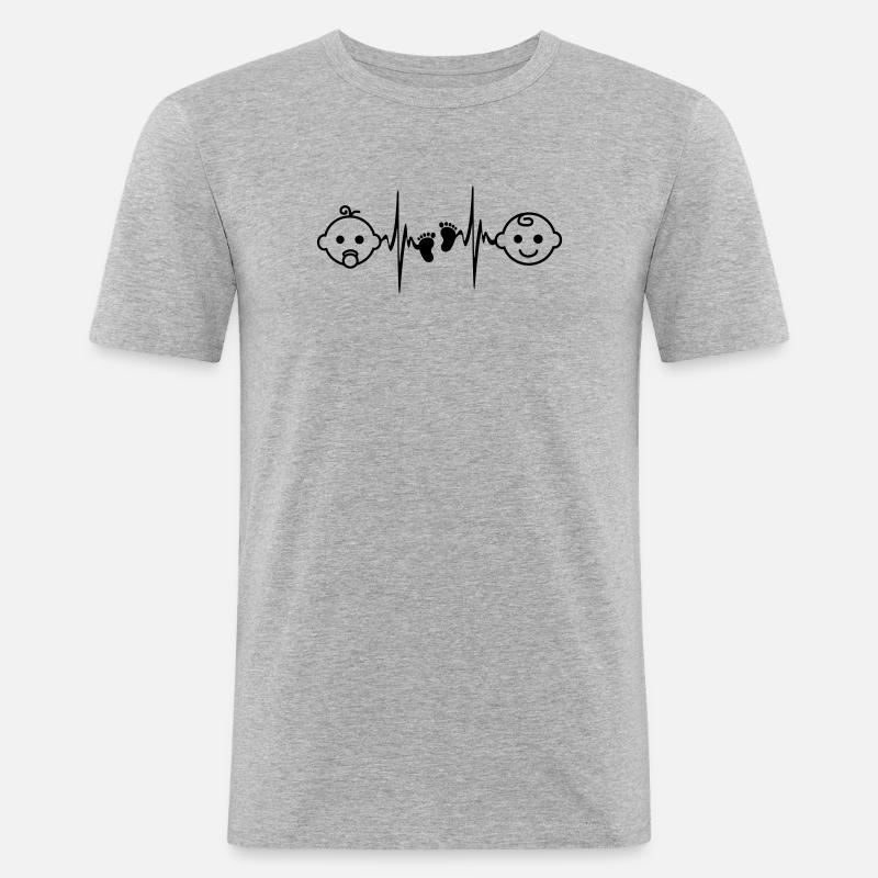 Baby Mädchen oder Junge - Männer Slim Fit T-Shirt - Grau meliert