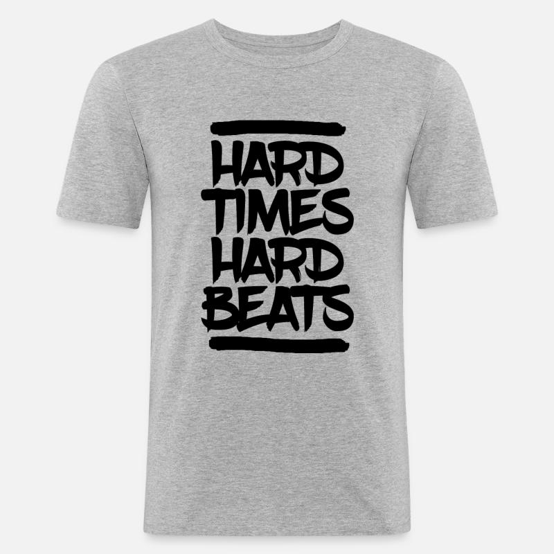 Techno Rave Hardstyle - Männer Slim Fit T-Shirt - Grau meliert