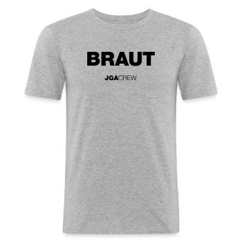 JGA: Team Braut (Jungesellinnenabschied) - Männer Slim Fit T-Shirt - Grau meliert - Vorne - Nik (191cm)