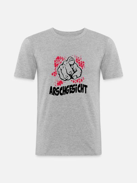 Arschgesicht - Männer Slim Fit T-Shirt - Grau meliert