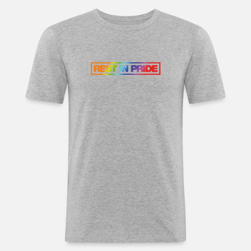 REST IN PRIDE (R.I.P.) Rainbow - Männer Slim Fit T-Shirt - Grau meliert