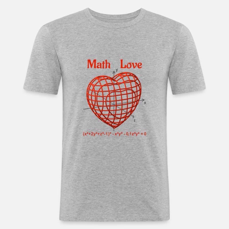 Heart Function 3D – Math Love - Men's Slim Fit T-Shirt - heather grey