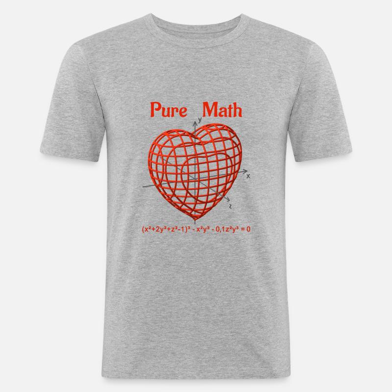 Herzfunktion 3D - Pure Math - Männer Slim Fit T-Shirt - Grau meliert