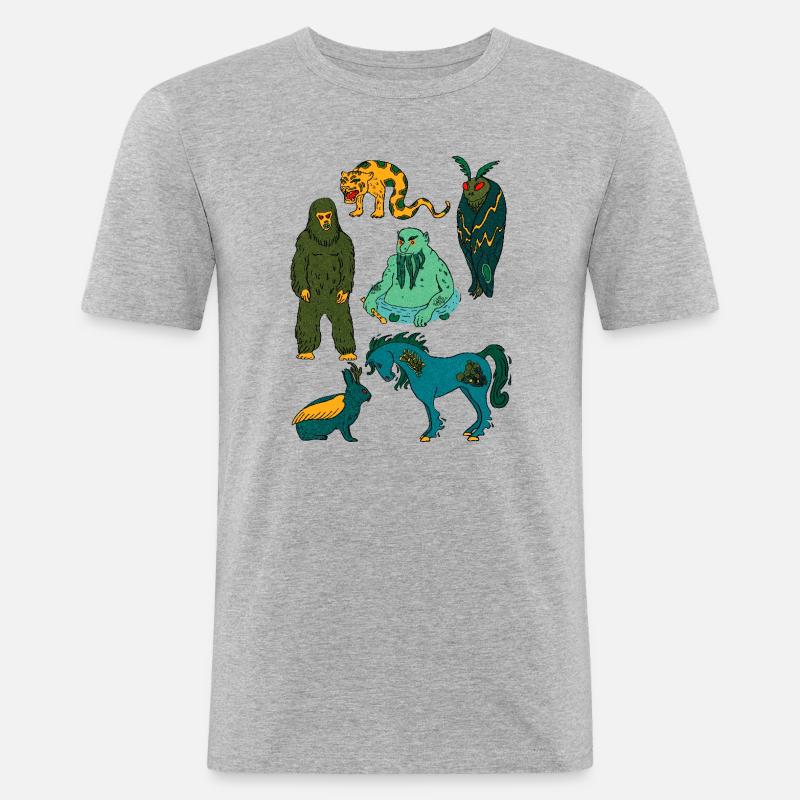 Mythical Creatures_Collection Print - Männer Slim Fit T-Shirt - Grau meliert