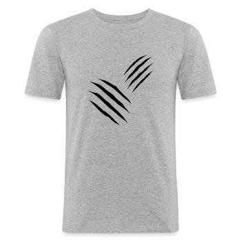 clawed - Men's Slim Fit T-Shirt - heather grey - Front - Nik (191cm)