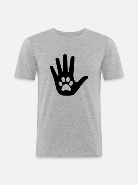 Hand with paw - Men's Slim Fit T-Shirt - heather grey
