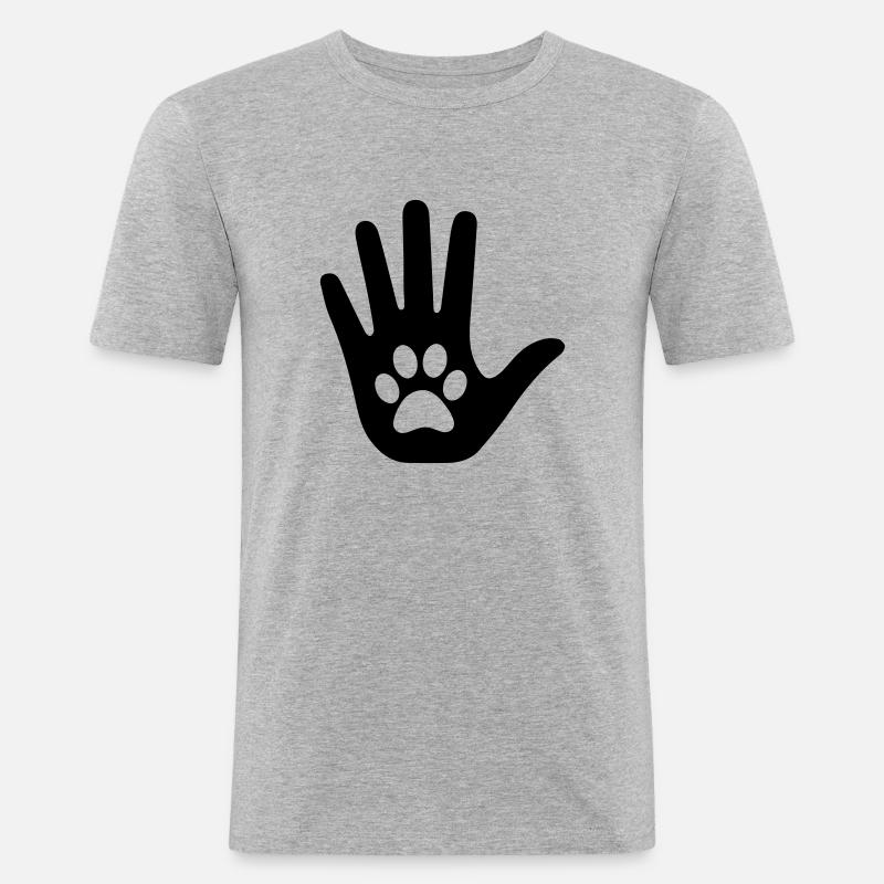 HandmitPfote - Männer Slim Fit T-Shirt - Grau meliert