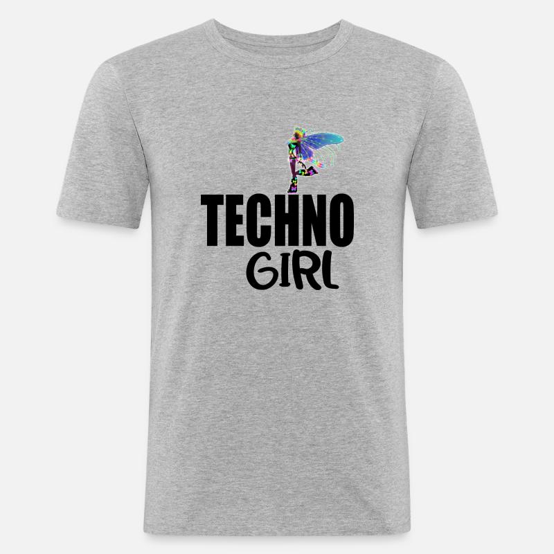 Techno-Mädchen - Männer Slim Fit T-Shirt - Grau meliert