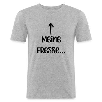 Meine Fresse... - Männer Slim Fit T-Shirt - Grau meliert - Vorne - Nik (191cm)