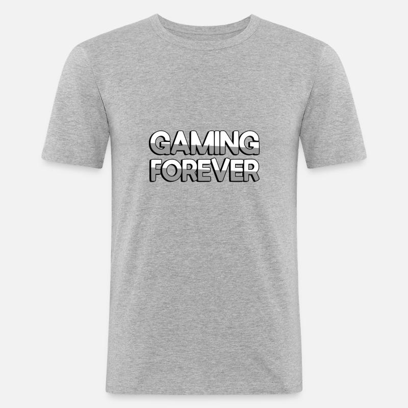 GAMING FOREVER - Gaming - Männer Slim Fit T-Shirt - Grau meliert