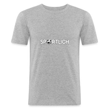 SPORTLICH + Fuss Ball - Sport - Männer Slim Fit T-Shirt - Grau meliert - Vorne - Nik (191cm)