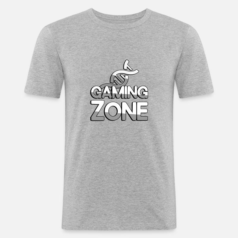 GAMING ZONE + DNA - Gaming - Männer Slim Fit T-Shirt - Grau meliert