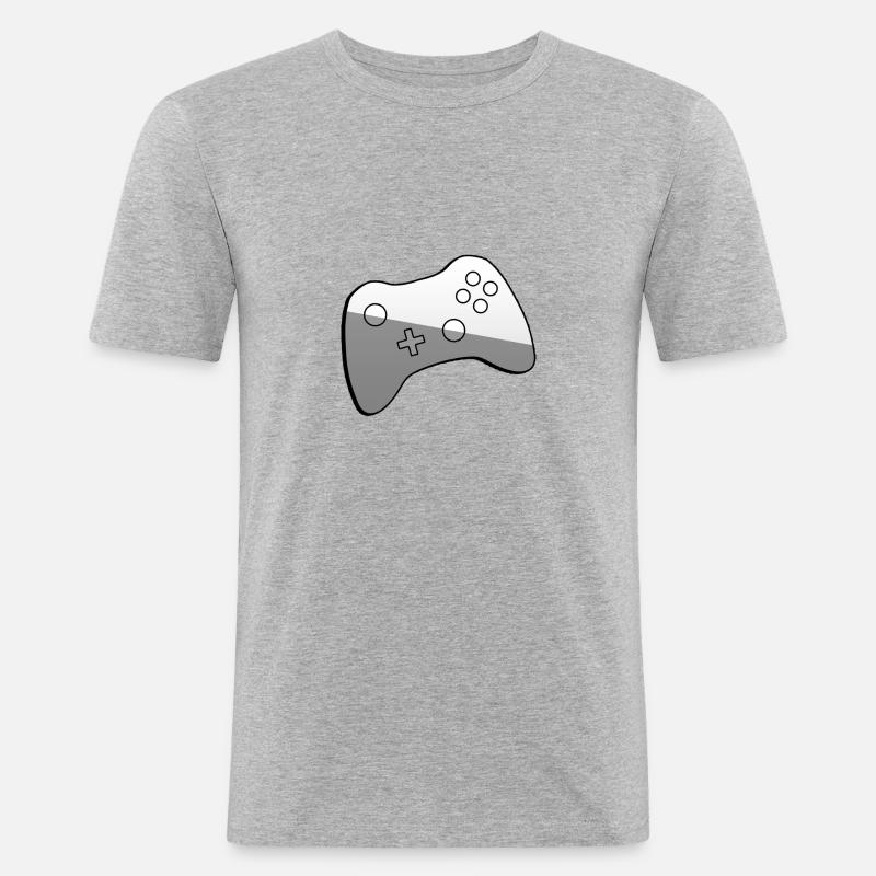 Controller - Illustration - Männer Slim Fit T-Shirt - Grau meliert