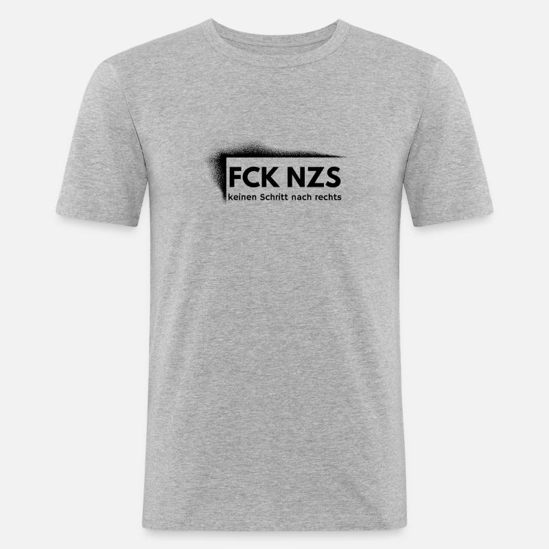 FCK NZS - Männer Slim Fit T-Shirt - Grau meliert
