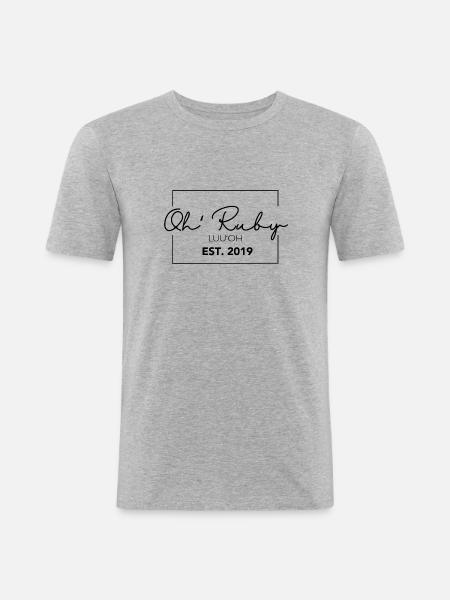 OH Ruby - Männer Slim Fit T-Shirt - Grau meliert