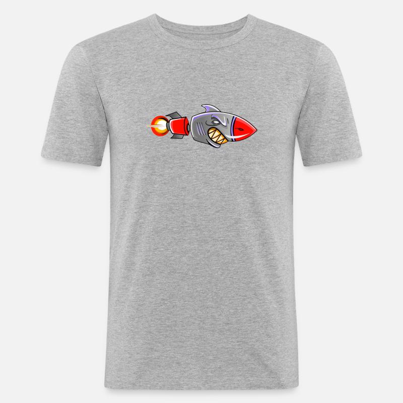 Hai-Rakete - Männer Slim Fit T-Shirt - Grau meliert