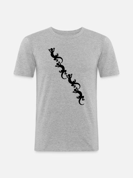 Lizards / Geckos / Echsen - Männer Slim Fit T-Shirt - Grau meliert
