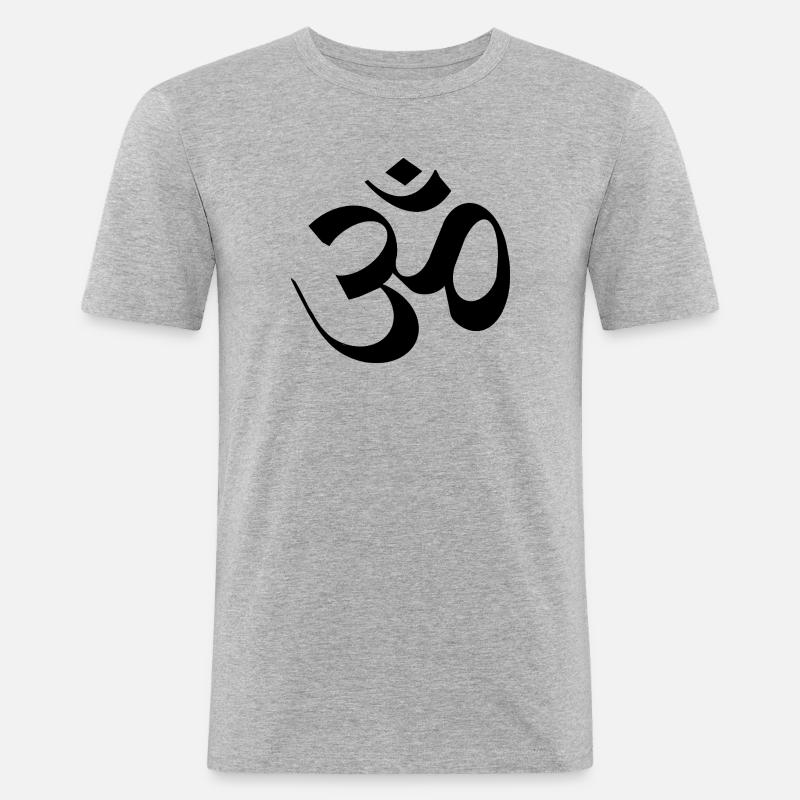 Buddhismus OM Zeichen Buddha - Männer Slim Fit T-Shirt - Grau meliert