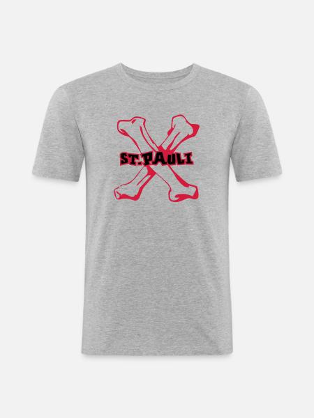 st pauli hamburg - Männer Slim Fit T-Shirt - Grau meliert