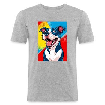 Pop Art Dog - Men's Slim Fit T-Shirt - heather grey - Front - Nik (191cm)