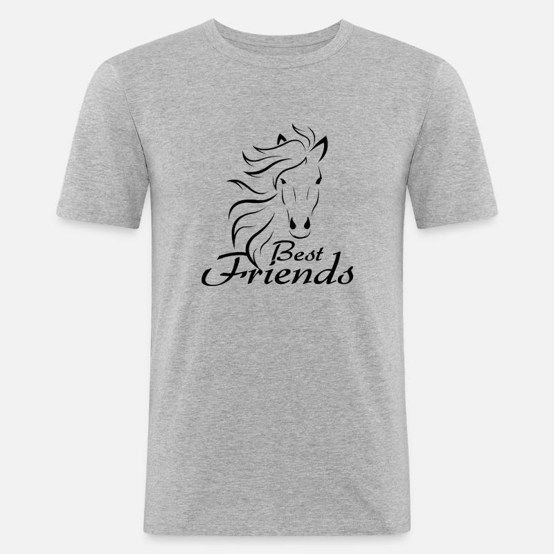 Pferd - Männer Slim Fit T-Shirt - Grau meliert