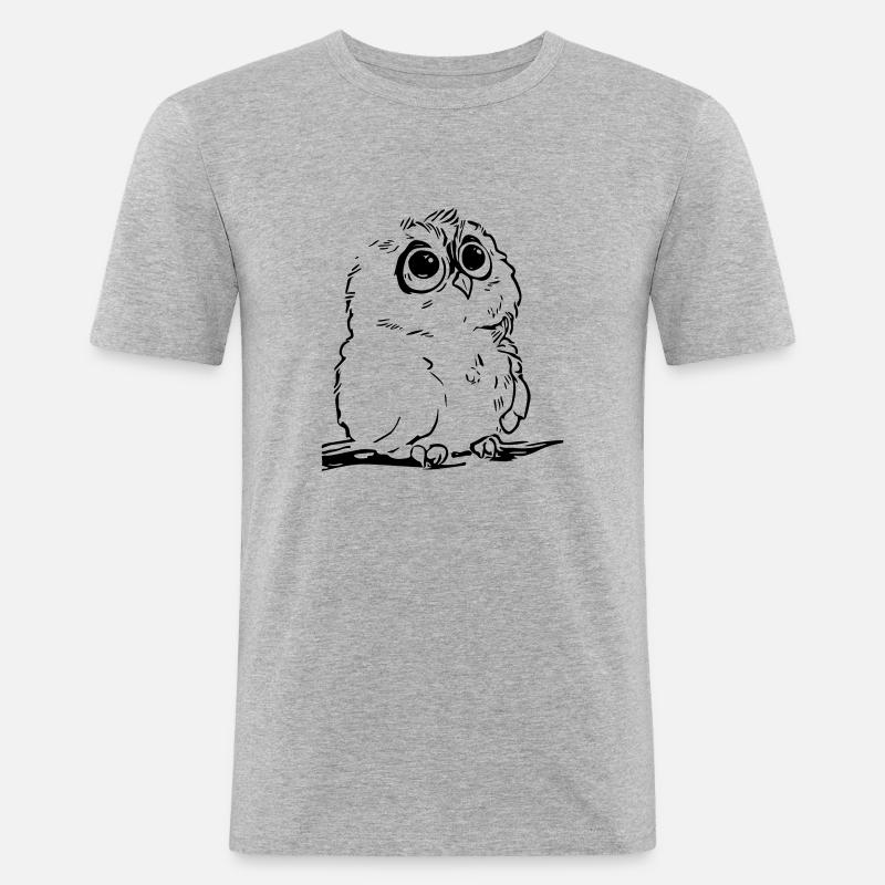 Niedliche Eule - Männer Slim Fit T-Shirt - Grau meliert