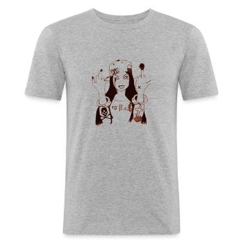 10-40 leipzig - Männer Slim Fit T-Shirt - Grau meliert - Vorne - Nik (191cm)