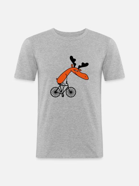 Bicycle Moose (c) - Men's Slim Fit T-Shirt - heather grey